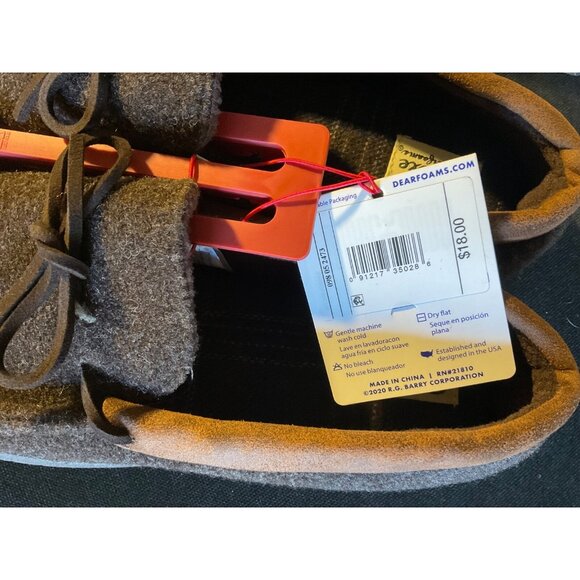Slippers Dluxe by Dearfoam Size 11-12 - Brown W/Outdoor Soles NWT - Picture 5 of 8